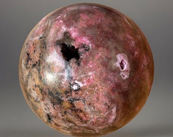 Cobalto Calcite with Purple Druzy & Dendritic Inclusions Sphere, Collector’s Congo cobaltoan calcite, HQ Crystals A Must-Have Collectible