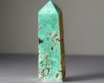 Chrysoprase Tower - Vibrant Green Crystal Point - Natural Polished Obelisk - Unique Gemstone Decor