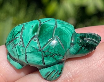 Malachite Small Handcarved Crystal Turtle