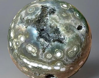 7th Vein Ocean Jasper XLarge Sphere • Druzy Ocean Orbicular Jasper Ball • HQ Unique Natural Madagascar Jasper #40
