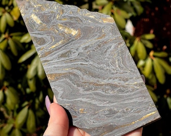 Tiger Iron Slab with Metallic Hematite Swirls