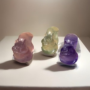 Fluorite Squirrel Carving: Mini Crystal Animal Figurine
