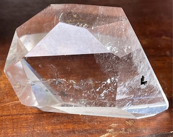 Clear Quartz Freeform paper weight, AAA Grade Master Crystal, Faceted Crystal Quartz
