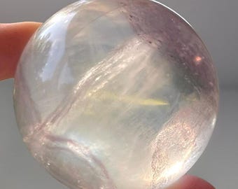 White Fluorite Sphere with Pink Phantoms (50 mm) - #72