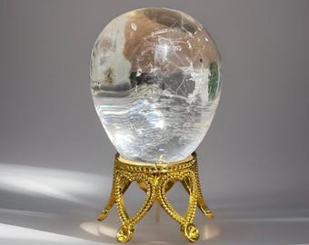 Quartz Egg on a crown stand, Crystal Easter Egg, Mini Gemstone Egg Carving