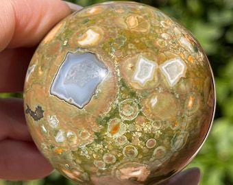 Rainforest Jasper Sphere,  Natural Unique Australian Jasper Crystal Ball, Earthy Green Jasper (438)