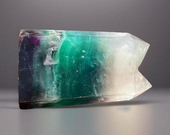 Green Fluorite Double Point Tower • Twin Point Crystal • Unique Natural Rainbow Fluorite