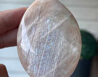 Moonstone & Peach Sunstone Drop Flame with BLUE Flash