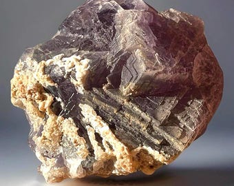 Baltistan Fluorite with Calcite, Collectors Natural Mineral Specimen, Blue Purple Crystal