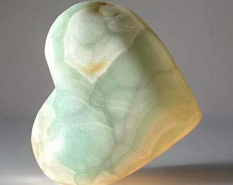 Dreamy Caribbean Blue Calcite Heart, Tranquility & Serenity Crystal Stone, Unique Caribbean Calcite Aragonite Crystal Heart