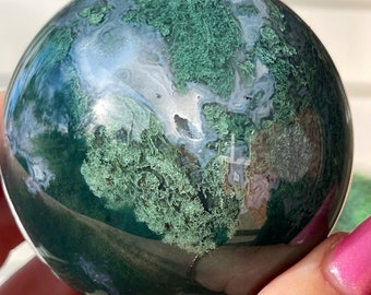 Moss Agate Blue Green XL Sphere