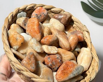 Sunstone Tumble Crystal Stone, Polished Peachy Orange Pocket Crystal