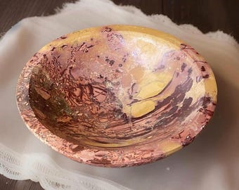 Mookaite Jasper Crystal Large Bowl • Jewelry Trinket Dish • Colorful Natural Stone Home Decor Gift
