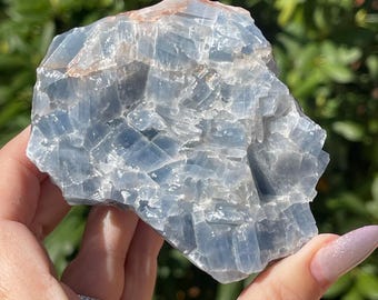 Blue Calcite Large Rough Crystal, Beautiful Shades of Blue Bright Natural Calcite Raw Specimen, Lapidary Rock
