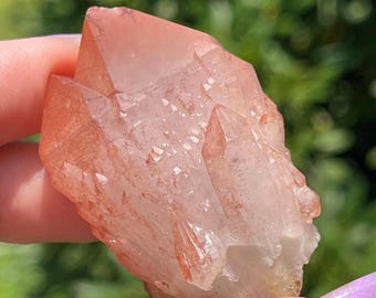Red Phantom Quartz Point from Tibet, Rare Natural Red Quartz Mineral Specimen - New Find