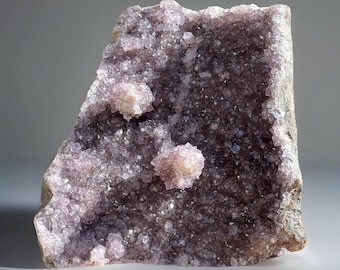 Rose De France Amethyst Cut Base 3lb 10.6oz, Natural Formation for Cabinet Display, Unique Collector Decor Piece, Brazilian Amethyst Geode