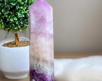 Silky Fluorite Tower, Silky Rainbow Fluorite Large Tower, Velvet Fluorite, High Quality Crystal Point, Crystal Tower