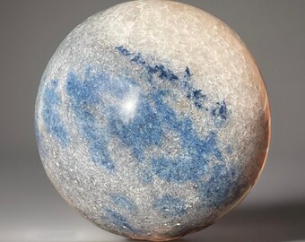 Blue Dumortierite in Quartz Crystal Sphere (62)