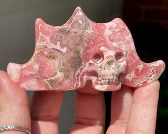 Rhodochrosite Web Crystal Skull High Quality Hand carving - No.70