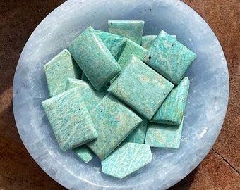 HQ Amazonite Cabochons, AAA Grade, flat back, Perfect for jewelry, pocket crystals, DIY and crafts