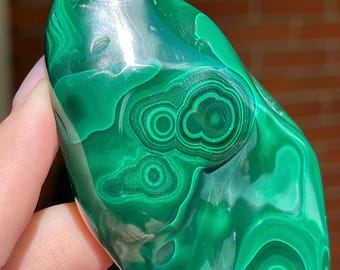 Malachite Polished Freeform Nugget, Natural Malachite Specimen, Unique Green Crystal