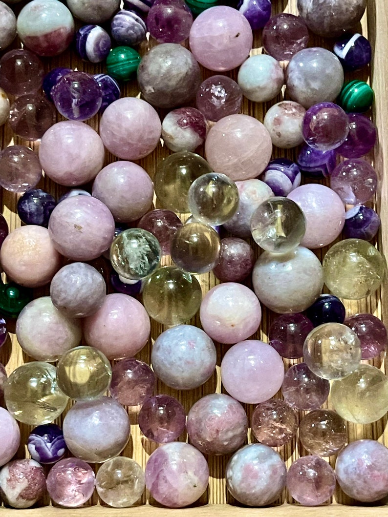 Mini Sphere Vial - Mini Crystal Spheres - Tourmaline, Citrine, Green ...