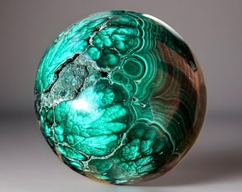 Malachite Sphere with Flowers & Druzy, Malachite Crystal Ball , Unique Rare Crystals