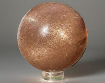 Sunstone with a Silver Gold Double Star flash and Gold Confetti High Quality Sphere