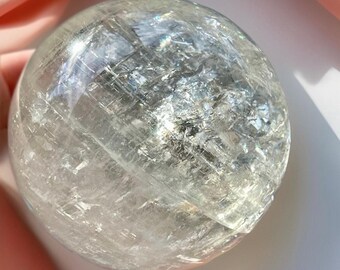 Optical Calcite XXL Sphere with Mesmerizing Rainbows, Gemmy Collectors HQ Calcite ball