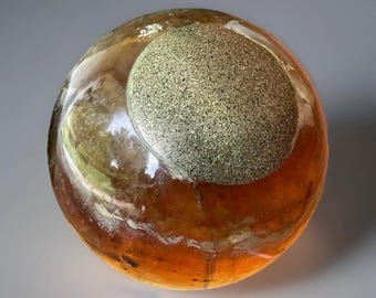 Chocolate Mica Fluorite with Chalcopyrite Sphere and Calcite Garden - #81