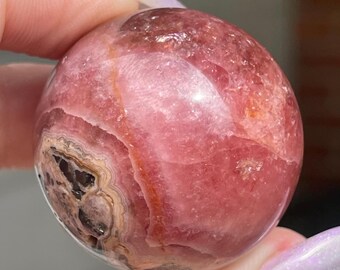Jelly Rhodochrosite High Quality Sphere, Pink Rhodochrosite Crystal Orb (484)
