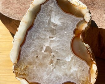 White Carnelian Agate with Druzy Slab | Fine Quality Crystal Slabs, White Agate Slabs