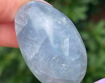 Blue Celestite Polished Crystal From Madagascar, Aqua Blue Gemmy Celestite Specimen EXTREMELY Rare Form