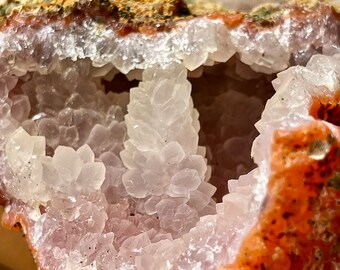 Egyptian Pink Amethyst Flower Cluster Rare Geode Specimen, Unique Raw Crystals