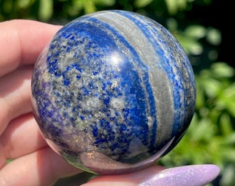 Lapis Lazuli and Pyrite Sphere: Old stock Blue Gemstone Orb - 57mm