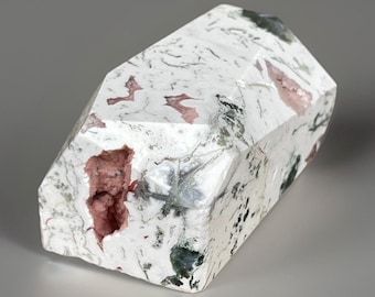 Pink Moss Agate, White Agate Morganite Color Druzy Quartz & Green Moss, HQ Rare Moss Agate Crystal Freeform
