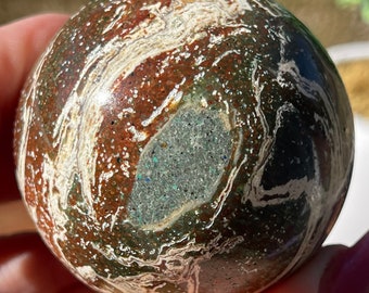 Green and Red Ocean Jasper Sphere
