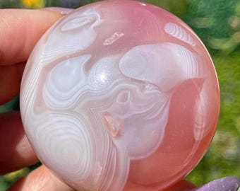 Pink Jelly Agate sphere from Madagascar