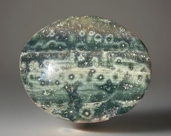 Orbicular Ocean Jasper Crystal Palmstone (74)