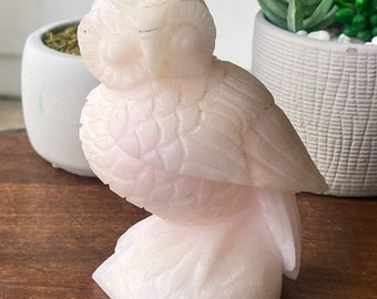 Pink Calcite Owl UV Fluorescent - Fairy gardens terrariums Crystal Home Decor