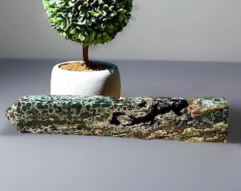 7th Vein Ocean Jasper Statement XXXL Tower with Black Marion quartz Flower clusters, Orbicular Green Jasper, Collector’s Black Flower Jasper