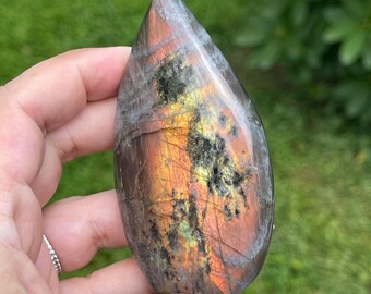 Labradorite Flame Drop with Beautiful Orange Golden Blue Flash - No. 31