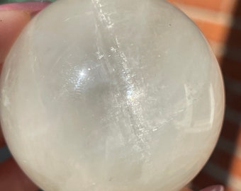 Optical White Calcite Crystal Sphere, Calcite Sphere With Cats Eye Flash, AAA Grade Crystal gifts