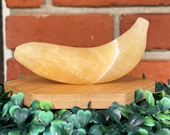 Orange Calcite Banana  | Home Décor | Crystal Fruit Carvings | Gift, Funny Crystal Carvings