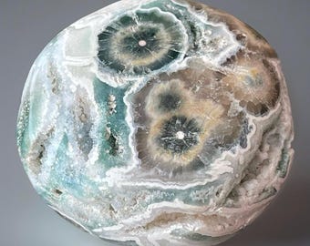 Old Stock Ocean Jasper Freeform Palm, Rare Vintage Collectable - Madagascar Bubble Jasper, Orbicular Jasper Vein 1