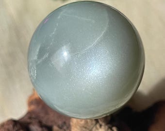 Sage Green Moonstone Sphere, Silky Moonstone Polished Stone, Rare Crystal Find