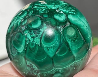 Malachite Sphere with beautiful flower patterns - Nature Green Gemstone Crystal - No. 38