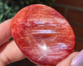Red Moonstone with Incredible Blue and Gold Flash, #65