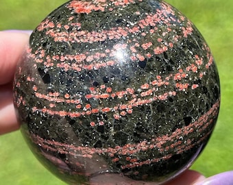 Peanut Obsidian Sphere - Unique Colorful  Crystal Ball, Rare Orbicular Obsidian Stone Orb