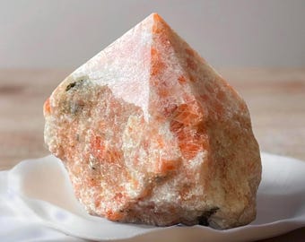 Sunstone Top Polish Point, Golden Sunstone Rough & Polished Crystal